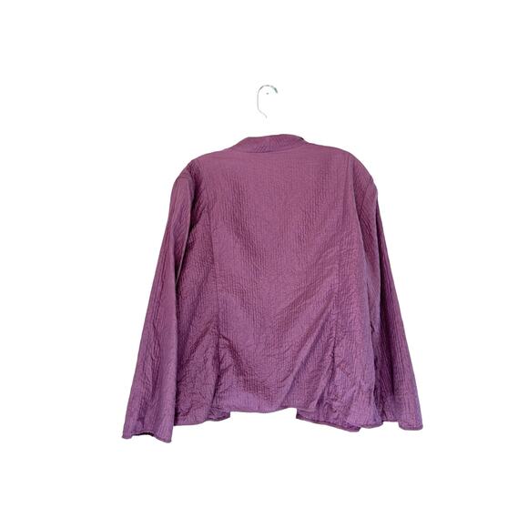Eileen Fisher Blazer Purple Open Lightweight Silk Stitched Relaxed Mature Sie XL - Picture 9 of 11